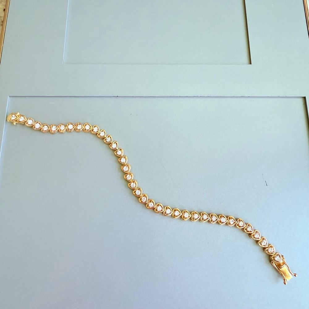 18K Vermeil Heart 8.15 TCW Cubic Zirconia 925 Sterling Silver Tennis Bracelet - Picture 5 of 8